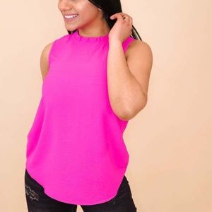 🆕💖MTS: BARBIE PINK Ruffle Mock Blouse SMALL MEDIUM